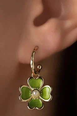 Day&Eve by Go Dutch Label Flower Love Oorbellen In Goud En Groen>Vrouwen Sieraden