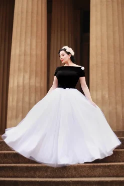 Vintage Diva Fremont Maxi Jurk In Zwart En Wit>Vrouwen Plus Size Jurken