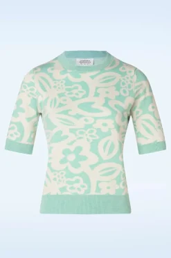 Compania Fantastica Freya Flower Jumper In Mintblauw>Vrouwen Truitjes