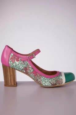 Nemonic Frida Mary Jane Pumps In Fuchsia En Groen>Vrouwen Pumps