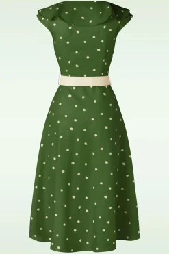 Vixen Gestippelde Midi-Jurk Met Brede Kraag In Groen><noscript><img width=