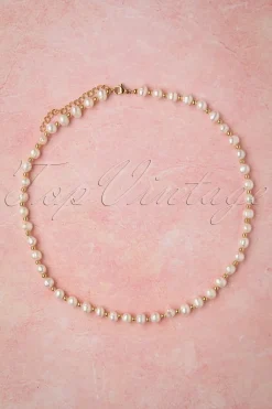 Topvintage Boutique Collection Give Me Pearls Halsketting In Goud En Ivoor>Vrouwen Sieraden