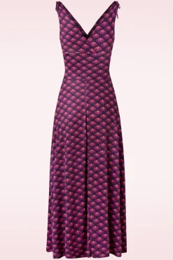 Vintage Chic for Topvintage Grecian Fan Maxi Jurk In Paars>Vrouwen Plus Size Jurken