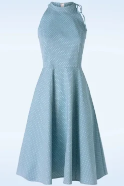 Banned Retro Hattie Halter Spot Swing Jurk In Luchtblauw>Vrouwen Plus Size Jurken