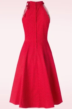 Banned Retro Hattie Halter Spot Swing Jurk In Rood>Vrouwen Plus Size Jurken