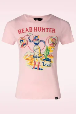 Queen Kerosin Head Hunter T-Shirt In Roze>Vrouwen T-Shirts