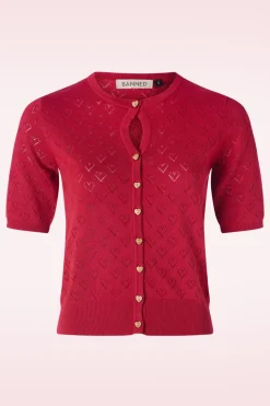 Banned Retro Heart Blooms Cardigan In Rood>Vrouwen Vestjes