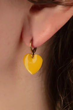 Urban Hippies Heart Oorbellen In Geel>Vrouwen Sieraden