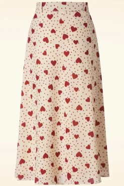 Vixen Heart Polka Dot Midi Rok In Creme>Vrouwen Rokken