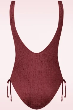 TC Beach High Leg Badpak In Donkerrood><noscript><img width=