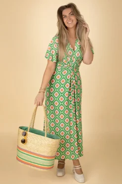 Vintage Chic for Topvintage Indy Maxi Jurk Geo Print In Groen>Vrouwen Plus Size Jurken