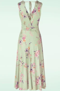 Vintage Chic for Topvintage Jane Floral Swing Jurk In Licht Groen><noscript><img width=
