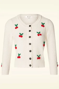Mak Sweater Jennie Cherry Vest In Ivoor>Vrouwen Vestjes