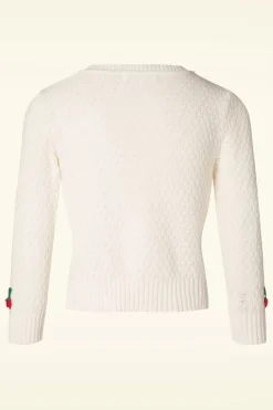 Mak Sweater Jennie Cherry Vest In Ivoor>Vrouwen Vestjes