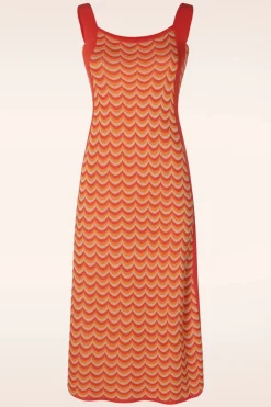 WNT Collection Jessie Waves Midi Jurk In Oranje>Vrouwen Midi Jurken