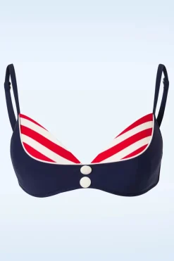 Belsira Joelle Stripes Bikinitop In Marineblauw En Rood><noscript><img width=