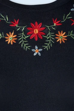 Mak Sweater Julie Bloemen Top In Marineblauw><noscript><img width=