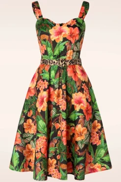 Vixen Jungle Print Flare Jurk In Zwart>Vrouwen Plus Size Jurken