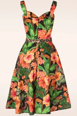 Vixen Jungle Print Flare Jurk In Zwart>Vrouwen Plus Size Jurken