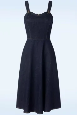 Collectif Clothing Jupiter Pinafore Jurk In Denim>Vrouwen Plus Size Jurken