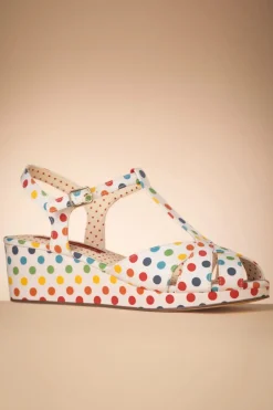 B.A.I.T. Kira Polkadot Sleehak Sandalen In Wit>Vrouwen Sandalen