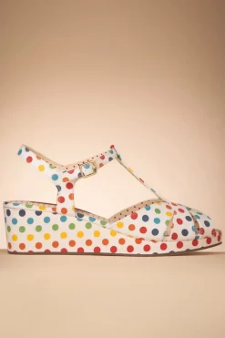 B.A.I.T. Kira Polkadot Sleehak Sandalen In Wit><noscript><img width=