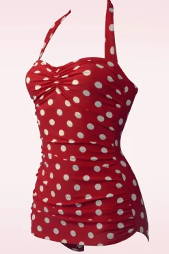 Esther Williams Klassiek Badpak Met Polkadots In Rood En Wit><noscript><img width=