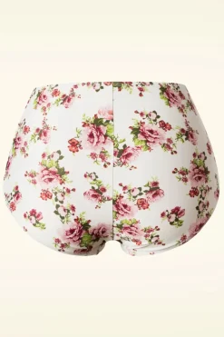 Esther Williams Klassieke Bloemenromantische Bikinibroek In Creme><noscript><img width=