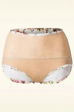 Esther Williams Klassieke Bloemenromantische Bikinibroek In Creme><noscript><img width=