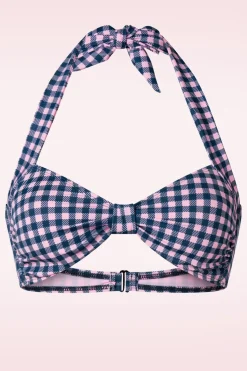 Esther Williams Klassieke Gingham Bikinitop In Roze En Blauw>Vrouwen Bikini's