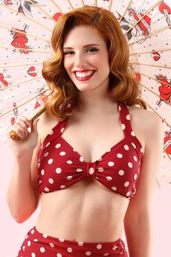 Esther Williams Klassieke Polka Bikinitop In Rood En Wit>Vrouwen Bikini's