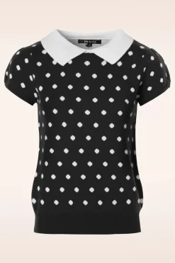 Mak Sweater Kristen Polkadot Trui In Zwart En Wit>Vrouwen Truitjes
