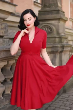 Vintage Diva Laura Lee Swing Jurk In Rood>Vrouwen Plus Size Jurken
