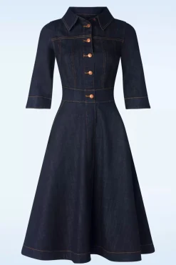 Rock-a-Booty Lauren Swing Jurk In Donkerdenim>Vrouwen Plus Size Jurken