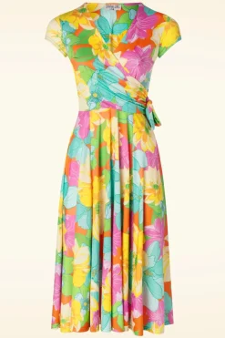 Vintage Chic for Topvintage Layla Bright Floral Swing Jurk In Multi>Vrouwen Plus Size Jurken