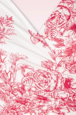 Vintage Chic for Topvintage Layla Floral Swing Jurk In Wit En Rood><noscript><img width=