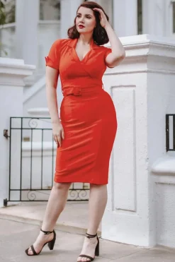 Zoe Vine Lois Pencil Jurk In Rood>Vrouwen Effen Jurken