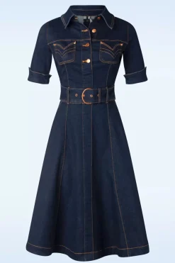 Rock-a-Booty Lucielle Swing Jurk In Donkerdenim><noscript><img width=