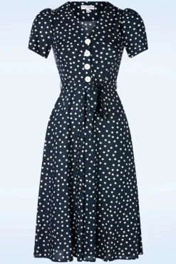 Very Cherry Magnolia Polka Dot Jurk In Marineblauw>Vrouwen Plus Size Jurken