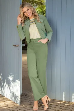 King Louie Marcie Babyrib Broek In Basilicumgroen>Vrouwen Broeken