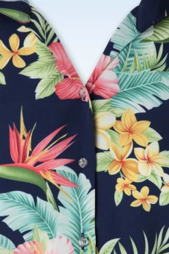 Rock N Romance Maria Tuck In Or Tie Up Blouse In Honolulu Marineblauw><noscript><img width=