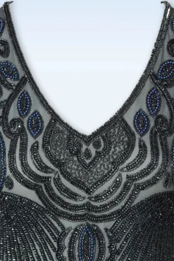 GatsbyLady Marta Flapper Jurk In Blauw En Grijs><noscript><img width=