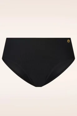 TC Beach Mid Waist Bikinibroekje In Black Rib>Vrouwen Bikini's