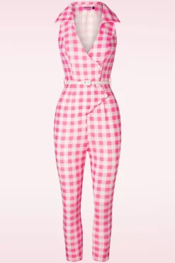 Rebel Love Clothing Midge Gingham Jumpsuit In Roze>Vrouwen Playsuits & Jumpsuits