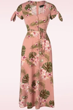 Vixen Midi-Jurk Met Tropische Bloemen In Roze>Vrouwen Maxi Jurken