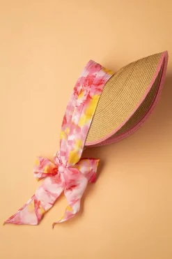 Amici Misha Straw Visor Hoed In Beige En Roze>Vrouwen Hoeden & Fascinators