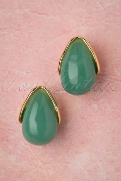 Topvintage Boutique Collection Molly Oorbellen In Goud En Groen>Vrouwen Sieraden