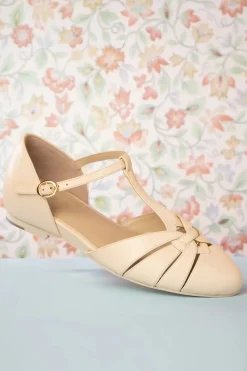 Charlie Stone Montpellier Flats Met T-Strapjes In Creme>Vrouwen Ballerina's