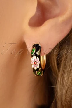 Day&Eve by Go Dutch Label My Flower Oorbellen In Zwart>Vrouwen Sieraden