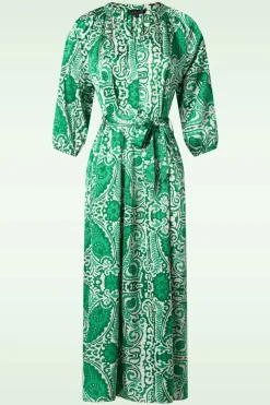 Smashed Lemon Myra Maxi Jurk In Gebroken Wit En Groen>Vrouwen Plus Size Jurken